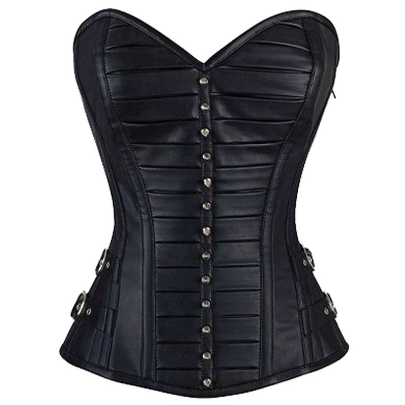 Gothic Faux Leather Corset Sexy Corset Steel Boned Overbust Corset